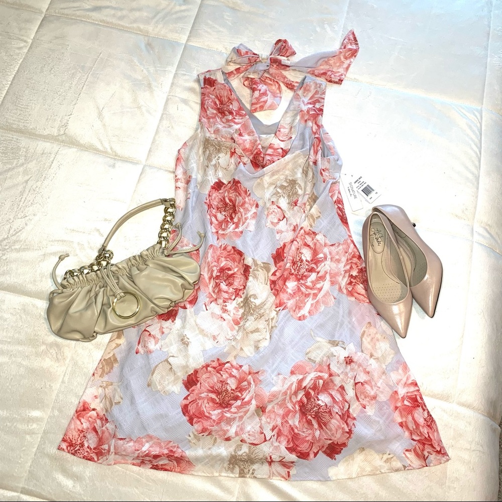 Signature by Robbie Bee Women’s Floral Swing Dress Sz 6 Flowy Feminine Spring